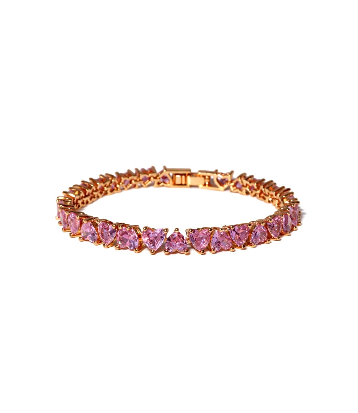 Pink Heart Tennis  Bracelet
